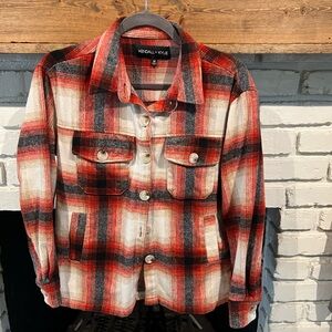 Kendall & Kylie Red and Black Plaid Shirt Jacket